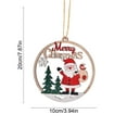 thumbnail image 3 of Mini 3.94" Round Wooden Hollow Christmas Ornaments Tree Decoration, Rustic Merry Christmas Hanging Ornament Wooden Hollow Blessed Words Winter Tree Wreath Decor for Farmhouse, Xmas Gift, 3 of 6