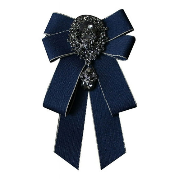 (1pc) Bow tie Rhinestone collar flower-02-X Zang Blue