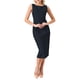 thumbnail image 2 of Vestido formal midi sin mangas de cuello barco para mujer Inspire Chic azul oscuro S, 2 of 5