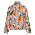 thumbnail image 6 of Jackets for Women Winter Coat Jackets Flannel Stand Collar Jacket(Pink Background Orange Floral Pattern,Size:S-4XL), 6 of 7