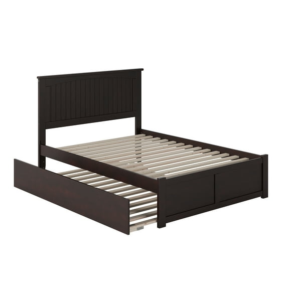 Nantucket Full Platform Bed with Flat Panel Foot Board and Full Size Urban Trundle Bed Bed in Espresso