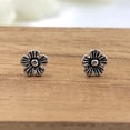 thumbnail image 3 of Silver Oxidised Vintage Flower Stud Earring Beautifull Flower Earring Floral Jewelry Handmade Pushback Stud 925 Sterling Gift for Her, 3 of 7