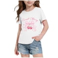 thumbnail image 2 of SGFCWSX Girls T Shirt Summer Short Sleeve Cherry Print Crew Neck Casual Soft Kids Daily Wear Tee Tops White Size 7/8, 2 of 7