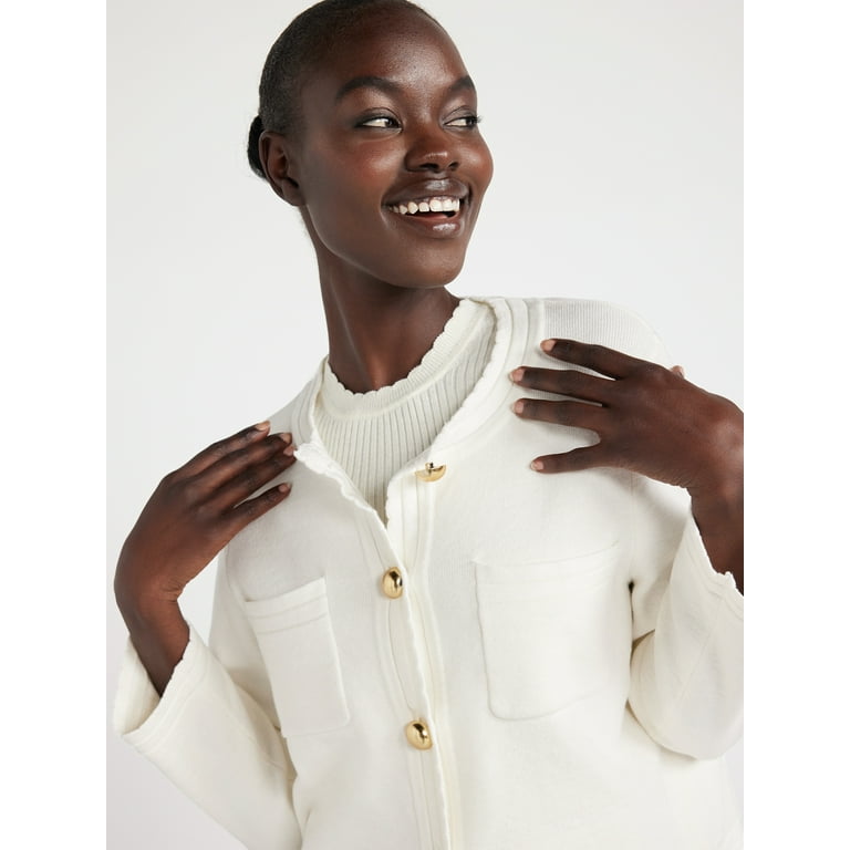 Free Assembly Women s Chest Pocket Cardigan Sweater with Long