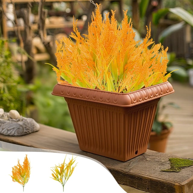 Flores artificiales de otoño, arbustos de hierba de mono artificial, plantas de plástico para decorar el hogar, jarrones, centros de mesa de Acción de Gracias y otoño