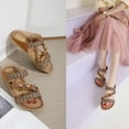 thumbnail image 2 of Anuirheih Slip on Sandals Women,Bohemian Flat Flower Rhinestone Sandals Outer Beach Sandals(Brown), 2 of 9