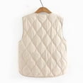 thumbnail image 6 of Winter Women Layering Vest Coat with Storage Bag Thin Padded Press Button Closure V Neck Sleeveless Solid Color Windproof Heat Retention Outdoor Down Coat, 6 of 8