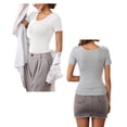 thumbnail image 2 of Anygrew Tops for Women with Built in Bra Short Sleeve Scoop Neck Camisoles Casual Classic Basic Shirts, 2 of 6