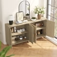 thumbnail image 4 of 70" Rattan Buffet Cabinet with Storage, 4-Door Sideboard Buffet Cabinet with Adjustable Shelves for Kitchen, Living Room and Dining Room, Easy Assembly, Natural Finish, 4 of 10