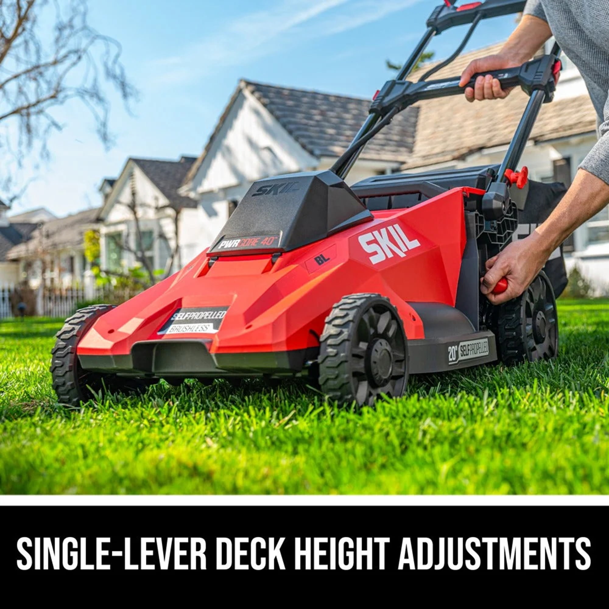 SKIL PWR 40V 20-Inch Self-Propelled Lawn Mower, Brushless Battery Lawn Mower, Cordless Electric Lawn Mower with 6.0Ah Battery and Charger