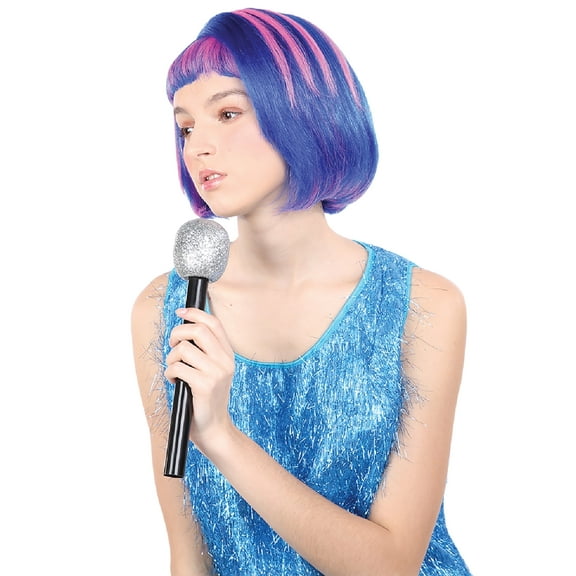 HPO Adult Women's Bob Short Wig with Bangs Blue and Pink Color | Perfect for Halloween