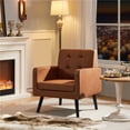 thumbnail image 2 of Yaheetech Fauteuil d'Appoint Capitonné en Similicuir de Style Mi-Siècle Moderne, Brun Rétro, 2 of 7