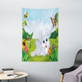 thumbnail image 1 of Kids Tapestry, Rabbit on the Grass with Bee and Butterfly Birds Flowers Children Cartoon Fun Design, Wall Hanging for Bedroom Living Room Dorm Decor, 40W X 60L Inches, Multicolor, by Ambesonne, 1 of 2