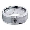 thumbnail image 2 of Tungsten Vintage Heart Crown Band Ring 8mm Men Women Comfort Fit Gray Step Bevel Edge Brushed Polished, 2 of 4