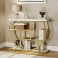 thumbnail image 4 of Garvee 39inch Narrow Console Tables for Entryway,Industrial Sofa Table with 4-Tier Storage Shelves for Living Room, Hallway, Foyer,Gold, 4 of 7