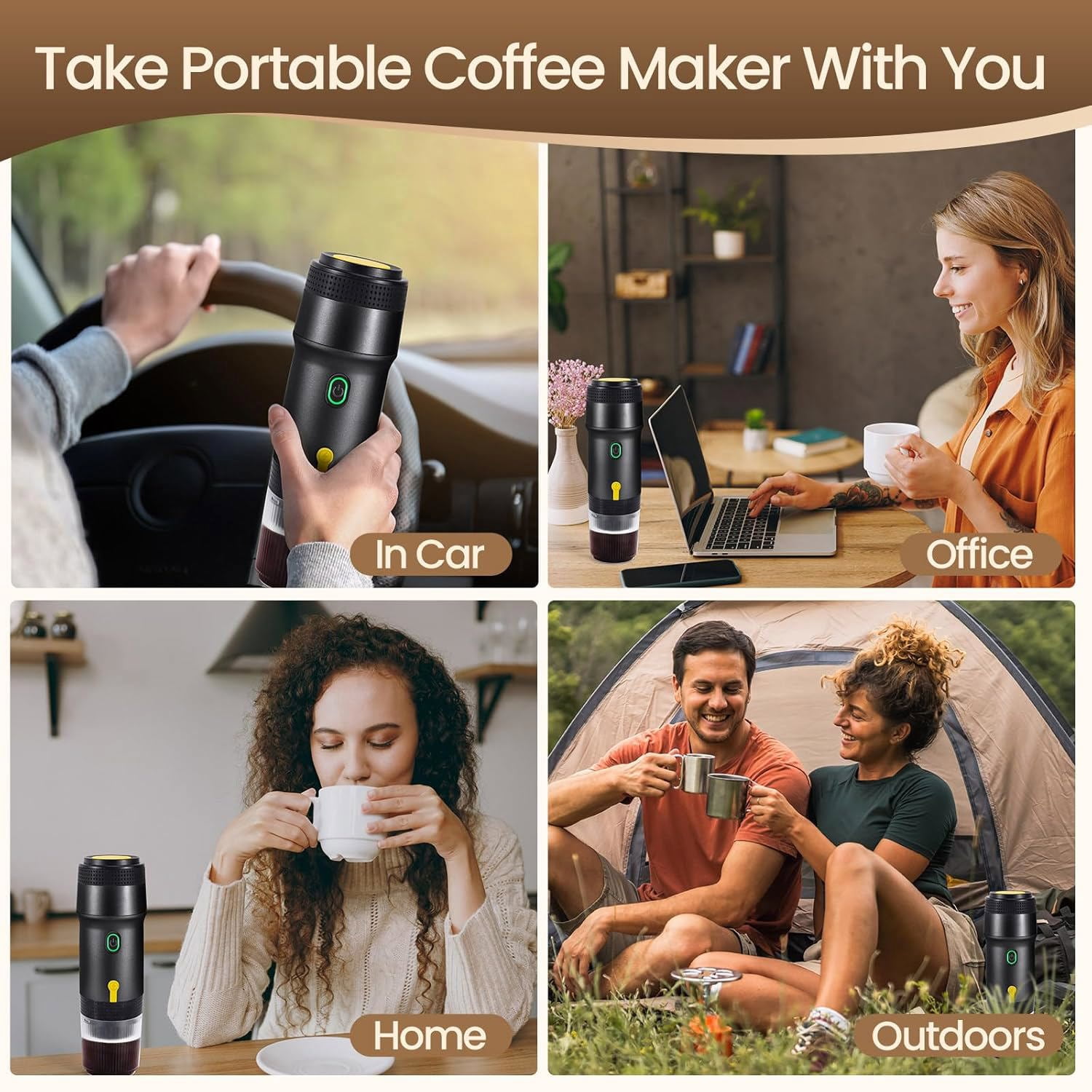 Portable Espresso Machine for Travel, capsule coffee machine with USB-C, Ideal for Camping, Car, Office & Gifts, Black
