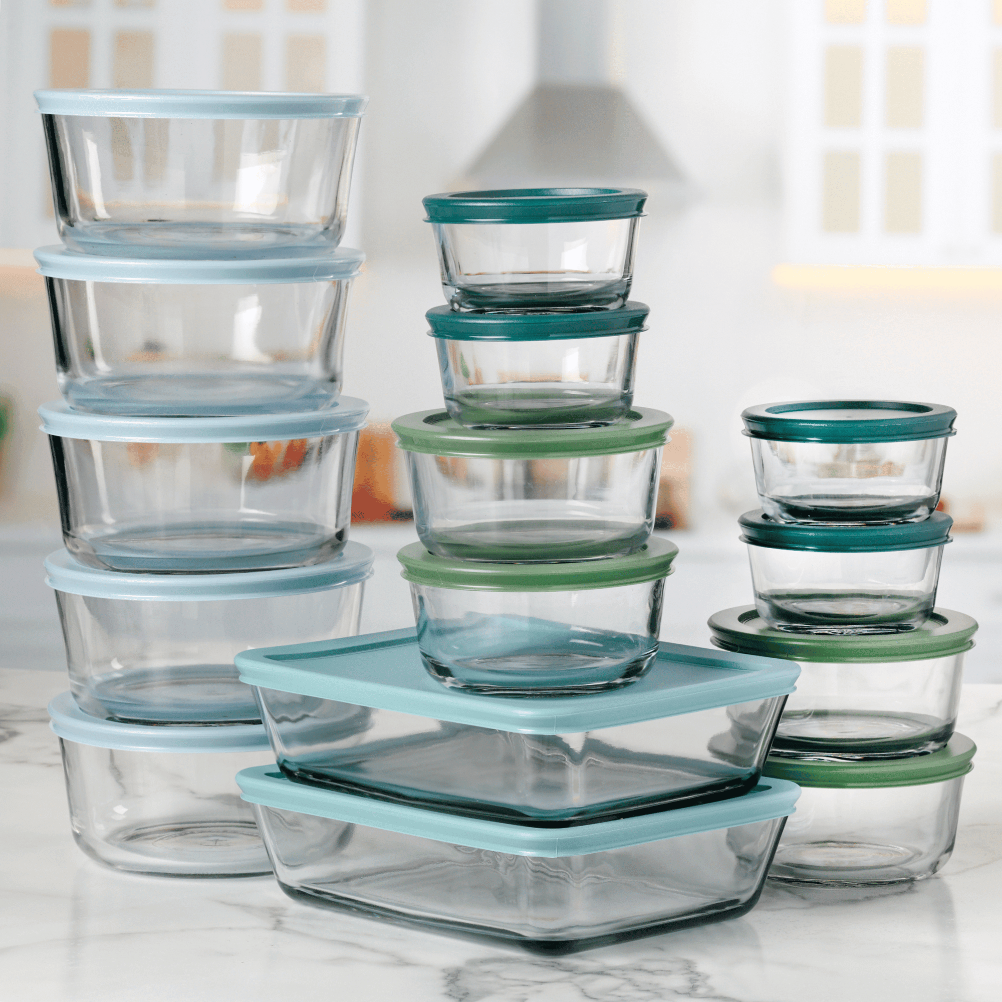 Anchor Hocking 32-Piece Glass Food Storage Containers with Colorful BPA-Free Lids