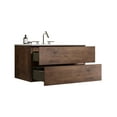 thumbnail image 2 of 36 Inch Wall Mounted Floating Bathroom Vanity with Ceramic Sink Double Soft Close Drawers Handle Free Design Walnut Finish, 2 of 5