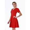 thumbnail image 3 of LaMonir  Women's Rayon/Nylon/Spandex Short V-neck Short-sleeved Panel Dress, 3 of 5