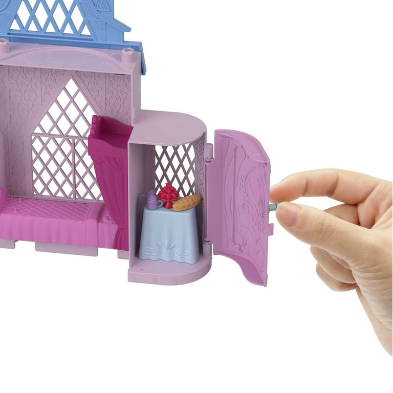 Mattel Disney Princess Toys, Belle Stackable Castle Doll House Playset with Small Doll and 8 Pieces, Inspired by The Disney Movie, Kids Travel Toys