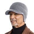 thumbnail image 4 of Men Winter Knitted Hat with Short Brim Thick Windproof Ear Keep Warm Grandpa Beanie Elastic Outdoor Cap Outdoor School Commuting Beanie, 4 of 8