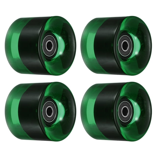 Unique Bargains Roues de Longboard 60 mm avec Roulements ABEC-9 Roues de Rue pour Planches à Roulettes Cruiser 80 A, Vert Clair Noir, Lot de 4