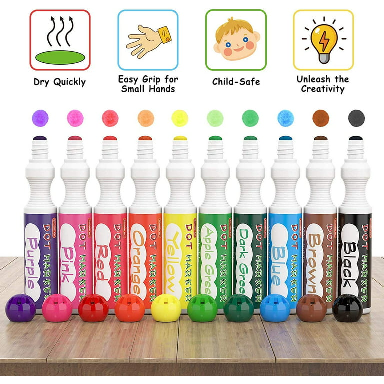 Soucolor Washable Dot Markers for Toddlers Kids Preschool, 10 Colors 2 oz  Bingo Daubers Paint Markers Set with 48 Pages Tearable Activity Book for  Toddler Arts and Crafts Kits Supplies, Water-Based - Yahoo Shopping