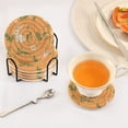 thumbnail image 5 of Haosy Set of 6 Drink Woven Coaster with Holder Heat Resistant Non-Slip Bar Coasters 4 Inches Rabbit and Carrot, 5 of 7