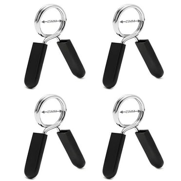 Barbell Collars Vs Clips 2-Pack 25mm Barbell Spring Collars - Quick Release Weight Clamp For Gym Training, Fits Standard Olympic Bars & Dumbbells Spring Lock Collars