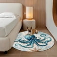 thumbnail image 2 of Round Rugs 4Ft, Coastal Octopus Round Area Rug Washable Indoor Throw Carpet, Nautical Botanical Starfish Soft Non Slip Circle Rug for Kitchen Nursery Room Home Decor Aesthetic, 2 of 8