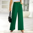 thumbnail image 2 of HXWCHs Plus Size Solid High Waist Pants Women's Pants for Work Commuting Elegant Relaxed Fit Trousers Spring Autumn Business Casual Attire M Green, 2 of 6
