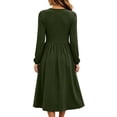 thumbnail image 7 of MYAOYI Womens Long Sleeve Midi Dress Pleated A-Line Swing Dress with Pockets, 7 of 7