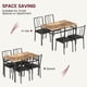 thumbnail image 3 of 5-Piece cm de Profundidadining Mesa Set para 4 4 Upholstered Chairs y a Vintage Marrón Madera Mesa Top, 3 of 7