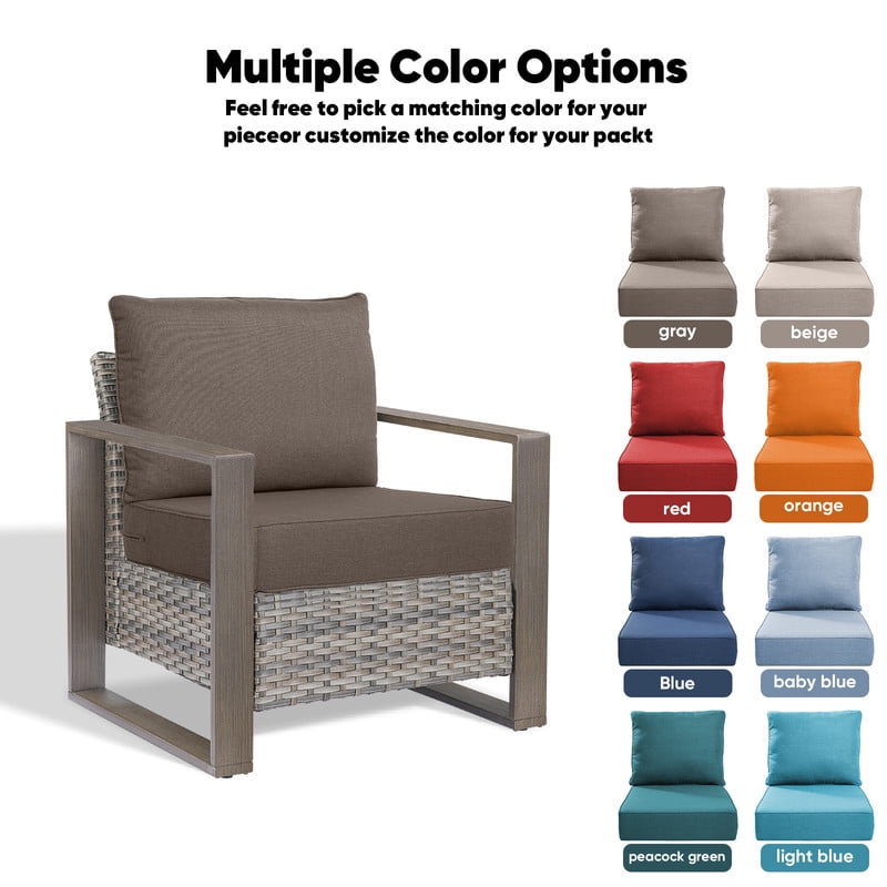 Gymojoy 22 in. x 24 in. x 6 in.Deep Seat Cushion Set, Olefin 8-Piece Deep Seating Outdoor Replacement Lounge Chair loveseat Sofa Cushion in Turquoise