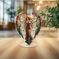 thumbnail image 5 of Rotating acrylic ornament featuring a stunning stained glass angel with vibrant colors and intricate details on a white background, 5 of 7