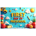 thumbnail image 3 of Colorful Preschool Themed Backdrop Banner with School Bus Books Apples Sun and Clouds for First Day of Preschool Party Decorations Photography Props Classroom Decor Background, 3 of 4