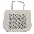 thumbnail image 1 of Grey Shopping Bag, Artisan Circle Shaped Leaf Foliage Branches with Sketchy Lines Strips on Background, Eco-Friendly Reusable Bag for Groceries Beach and More, 15.5" X 14.5", Cream, by Ambesonne, 1 of 2