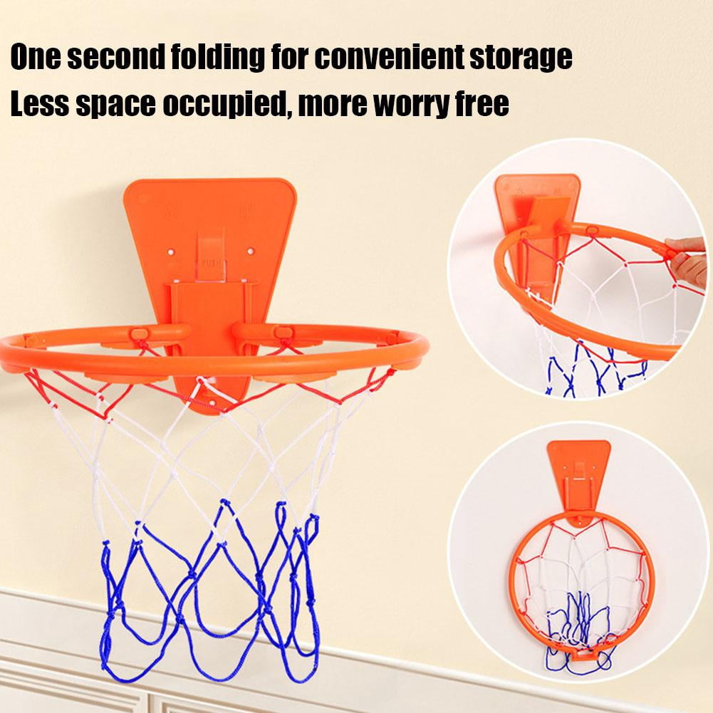 Large Indoor Basketball Hoop for Silent Basketball, No-Drill Wall Mounted Backboard for Home & Office, Height Adjustable Over the Door Basketball Goal with Strong Adhesive