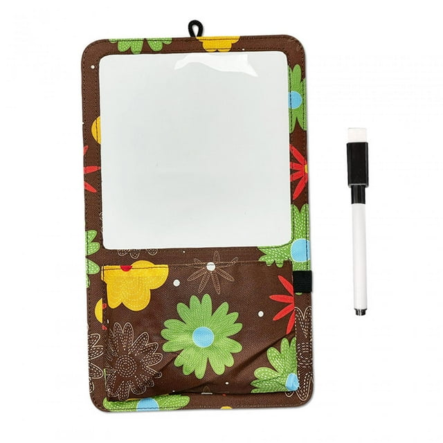 Pizarra blanca magnética de borrado en seco con soporte para bolígrafos, pegatinas pequeñas para recordatorios, mensajes estables. Marrón