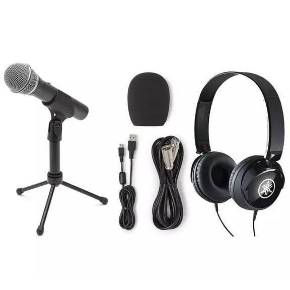 Professional Podcasting Mic Bundle Samson Q2U USB/XLR Dynamic Mic   HPH-50 Headphones for Podcasting