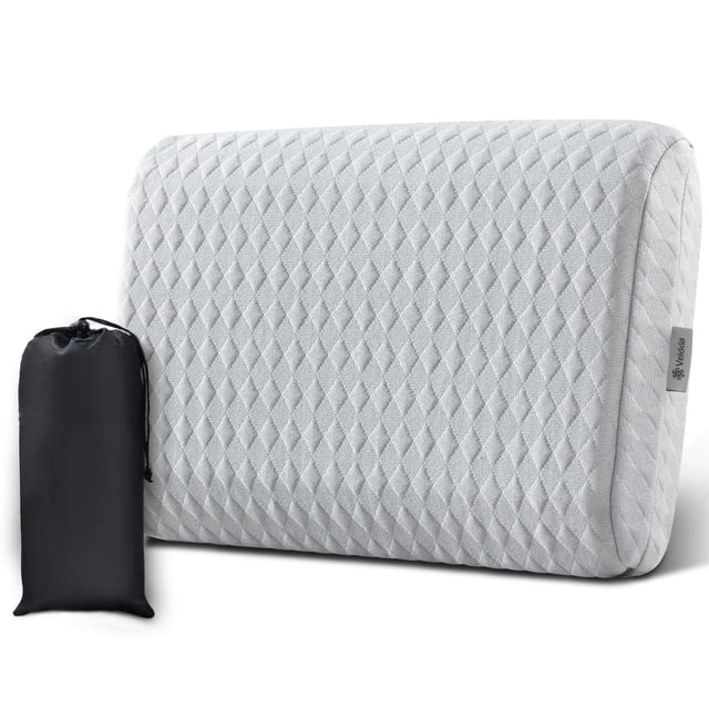Almohada de viaje Vekkia de espuma viscoelástica portátil para acampar, gris