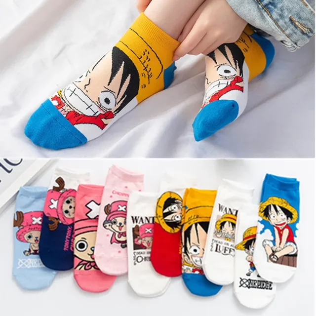 Calcetines de Anime de una pieza para mujer y niño, medias cortas de Luffy, Chopper, figuras de acción, dibujos animados, regalos para primavera y otoño, novedad
