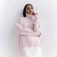 thumbnail image 4 of Women's Turtleneck Loose Sweater Loose Knitted Pullover Sweater Sweater Tops, 4 of 5