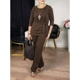 thumbnail image 5 of Women'S 2 Piece Outfits Suit Set Top Flared Pants Sets Business Pantsuits Brown [In Stock] 4XL, 5 of 7