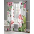 thumbnail image 3 of Summer Pink Flamingos Sheer Curtains 96 Inch Length 2 Panels Set, Tropical Floral Leaves Cactus Voile Window Treatment Semi Sheer Long Curtains Drapes for Bedroom/Living Room/Kitchen 52"x96"x2, 3 of 7