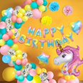 thumbnail image 2 of Suministros de fiesta de unicornio Decoraciones de cumpleaños Niñas Feliz cumpleaños Globos de unicornio con cumpleaños, 11 Feliz Sencillez, 2 of 2