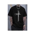 thumbnail image 1 of Camiseta deportiva informal de verano para hombre, de algodón, con estampado de cruz religiosa. 100 % algodón. Cuello redondo, manga corta, estampado geométrico, punto acanalado, ligera elasticidad, c, 1 of 6