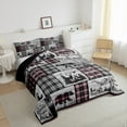thumbnail image 4 of Rustic Pink Bedding Set Full Vintage Buffalo Plaid Cabin Comforter Set Hunting Bear Deer Wolf Quilt Comforter Women,Woodland Wildlife Animal Bed Duvet Set Black Grey, 4 of 6