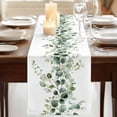 thumbnail image 3 of Pastoral Eucalyptus 90 Inch Table Runner, Countryside Leaves Simple Art Farmhouse Dresser Scarf Cotton & Linen Tablerunner for Dining/Kitchen Island/Holiday Party Décor 13" x 90", 3 of 9