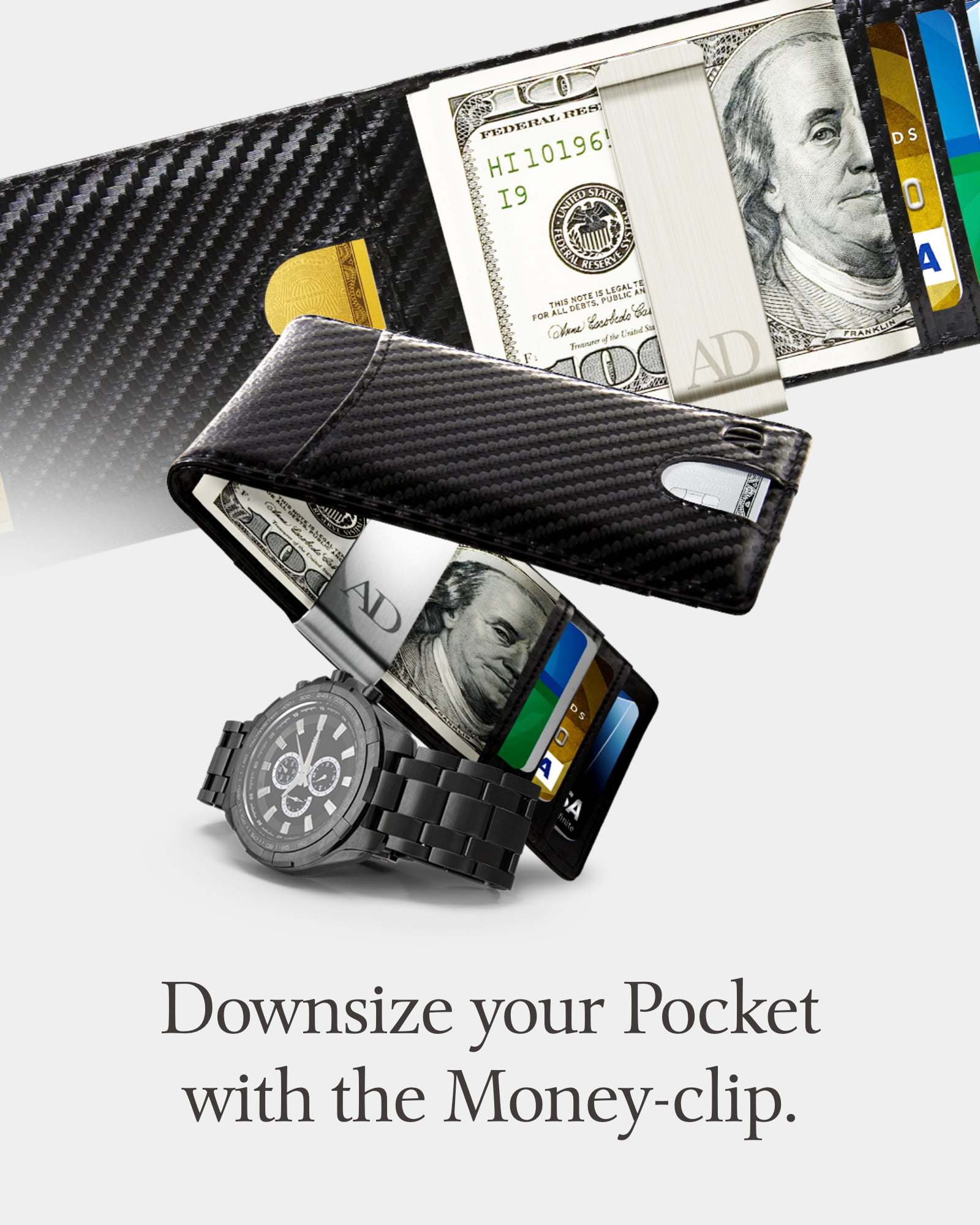 Lavemi Money Clip Wallet for Men Slim Front Pocket RFID Blocking Card Holder Minimalist Bifold Wallet 